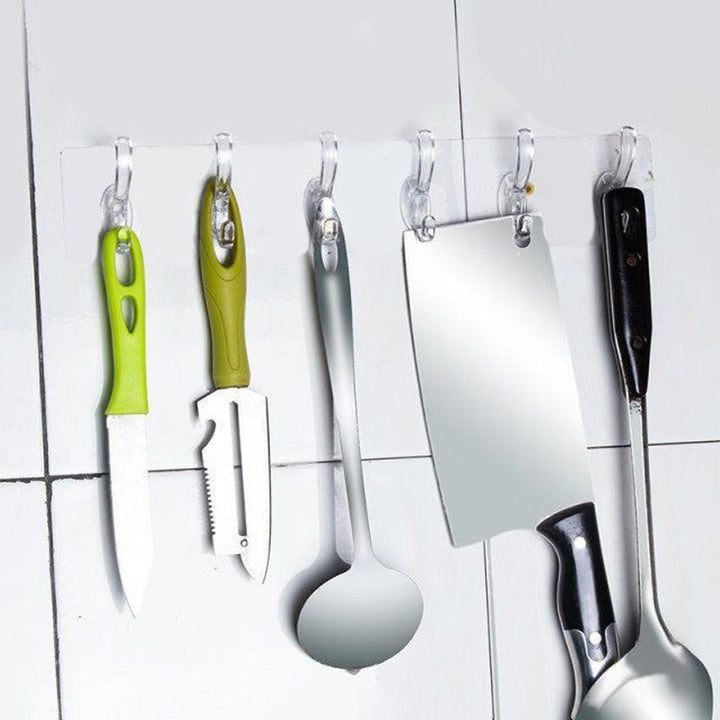 6 Hooks Multifunctional Self-Adhesive Hooks No Drilling Wall Transparent Hook | Stornfield