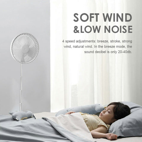 Rechargeable, foldable USB telescope fan – quiet, 180° adjustable, 4 speed levels, portable ✨ | Stornfield