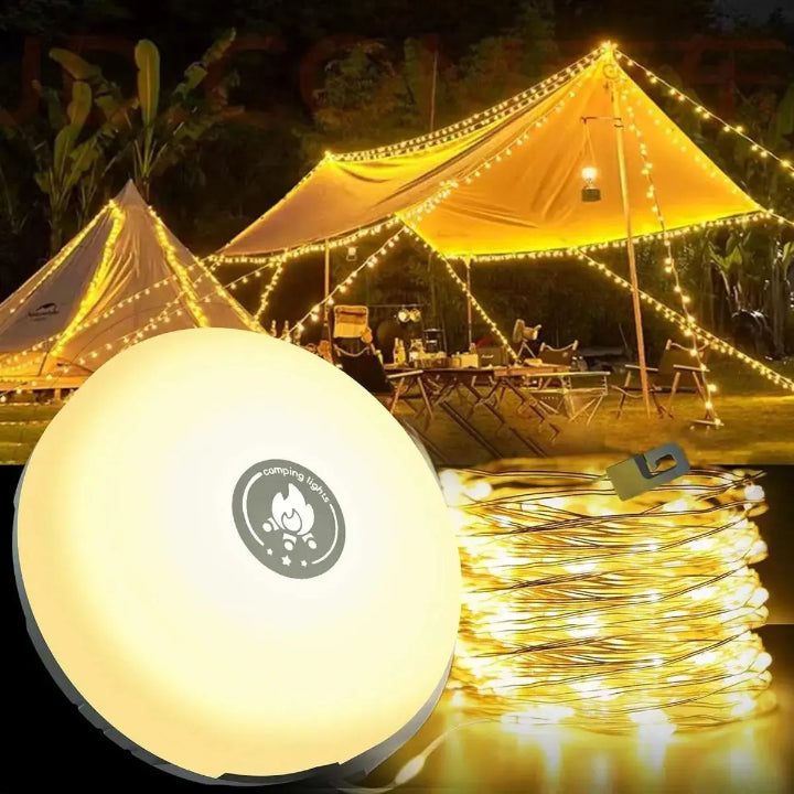 Camping lamp with 10m RGB light chain — Your magical light source for unforgettable outdoor experiences | Stornfield