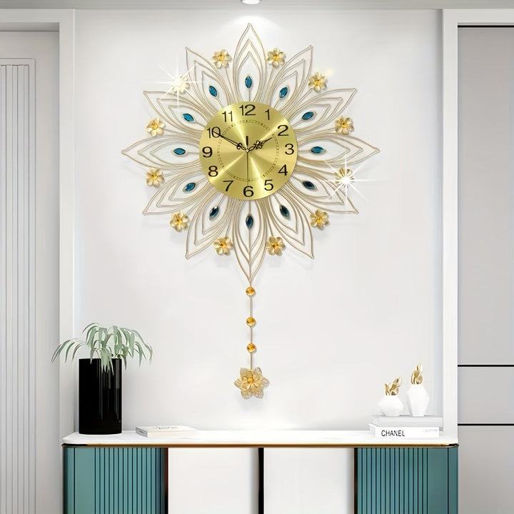 Elegant Floral Wall Clock with Luxurious Gold Accents | Stornfield