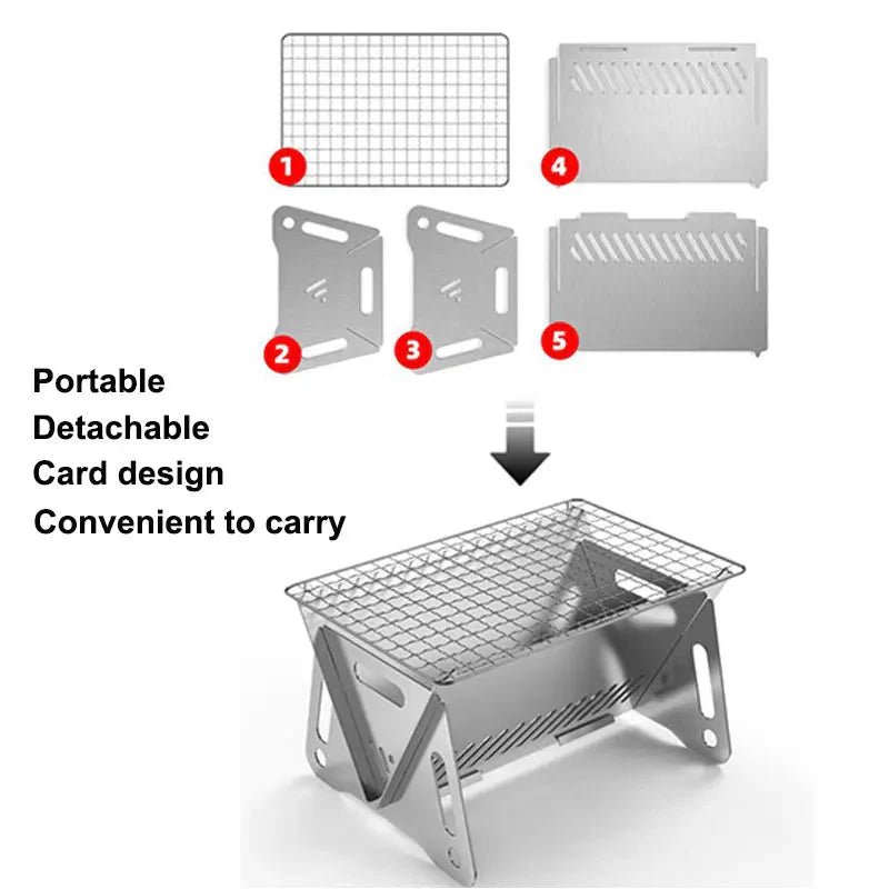 Camping Barbecue Grill Portable Folding Stainless Picnic BBQ Rack | Stornfield