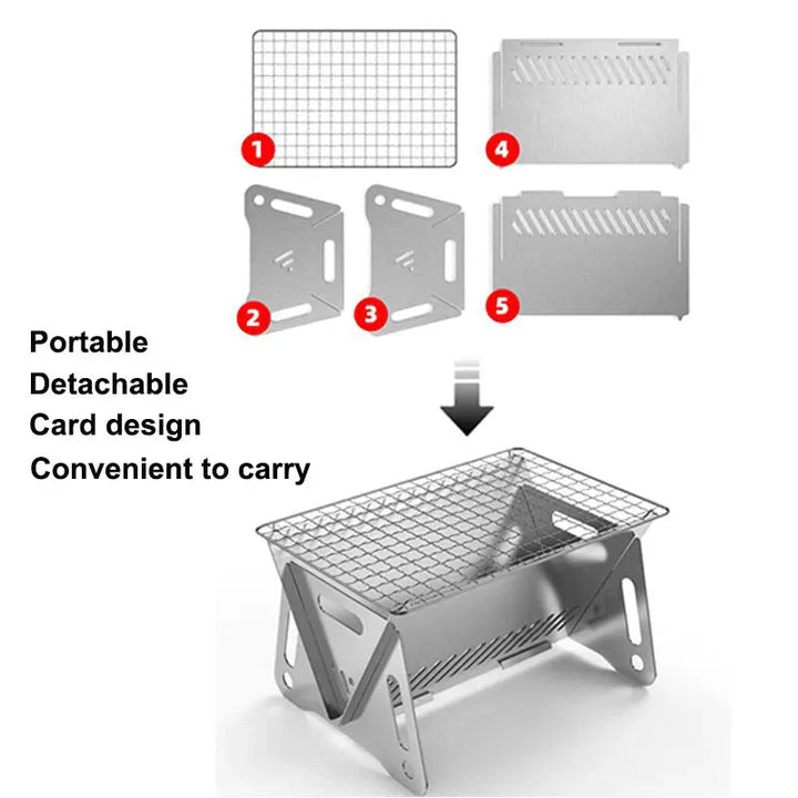Camping Barbecue Grill Portable Folding Stainless Picnic BBQ Rack | Stornfield