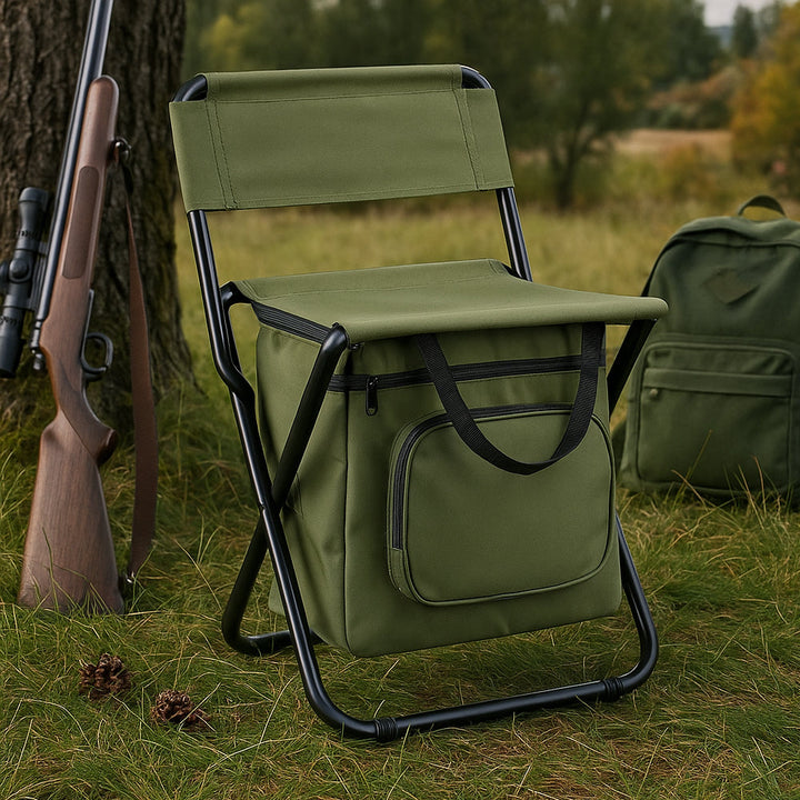 ChillPack Outdoor Chair – Folding Camping Chair with Backrest and Integrated Cooler Bag | Stornfield