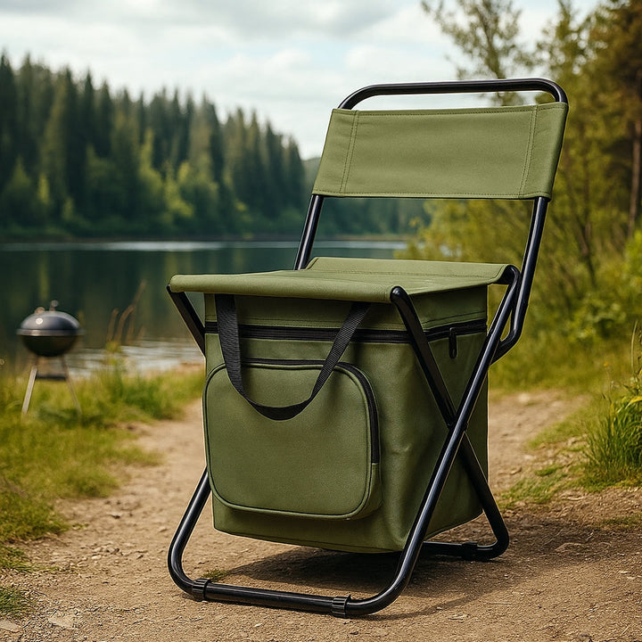 ChillPack Outdoor Chair – Folding Camping Chair with Backrest and Integrated Cooler Bag | Stornfield