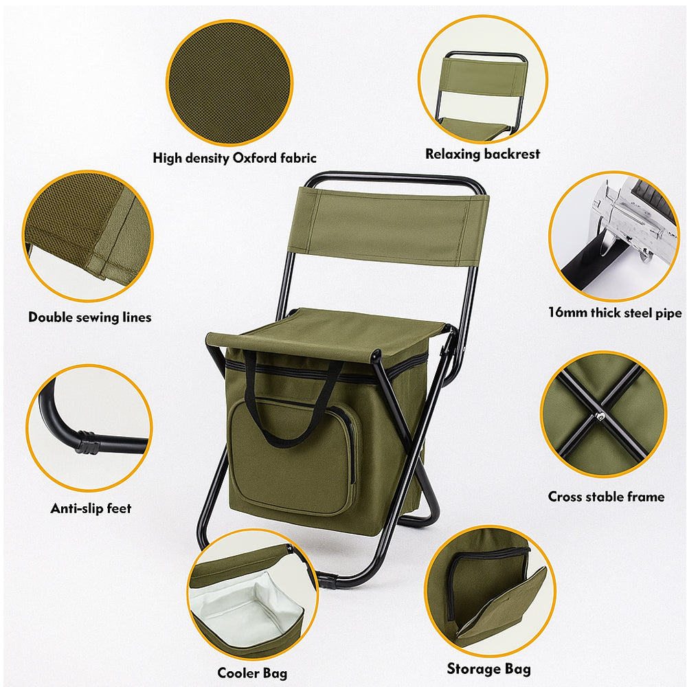 ChillPack Outdoor Chair – Folding Camping Chair with Backrest and Integrated Cooler Bag | Stornfield