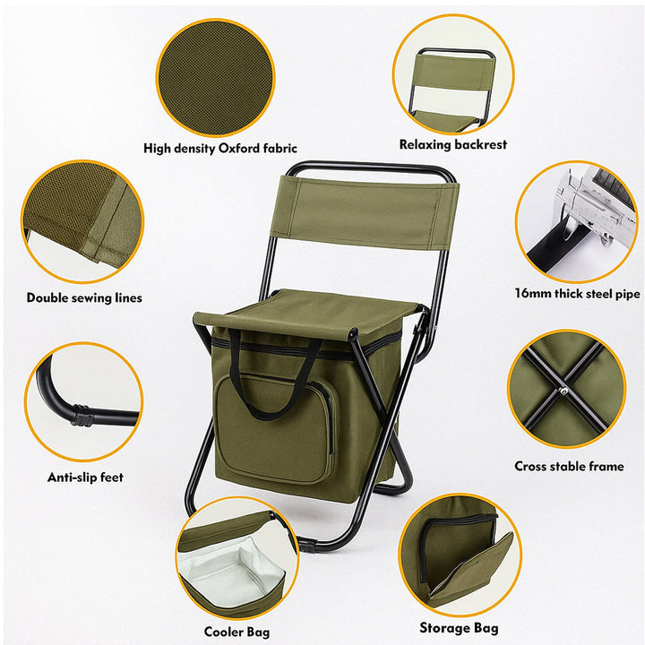 ChillPack Outdoor Chair – Folding Camping Chair with Backrest and Integrated Cooler Bag | Stornfield