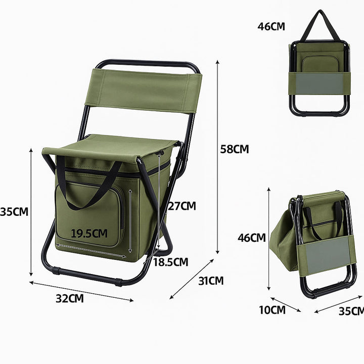 ChillPack Outdoor Chair – Folding Camping Chair with Backrest and Integrated Cooler Bag | Stornfield