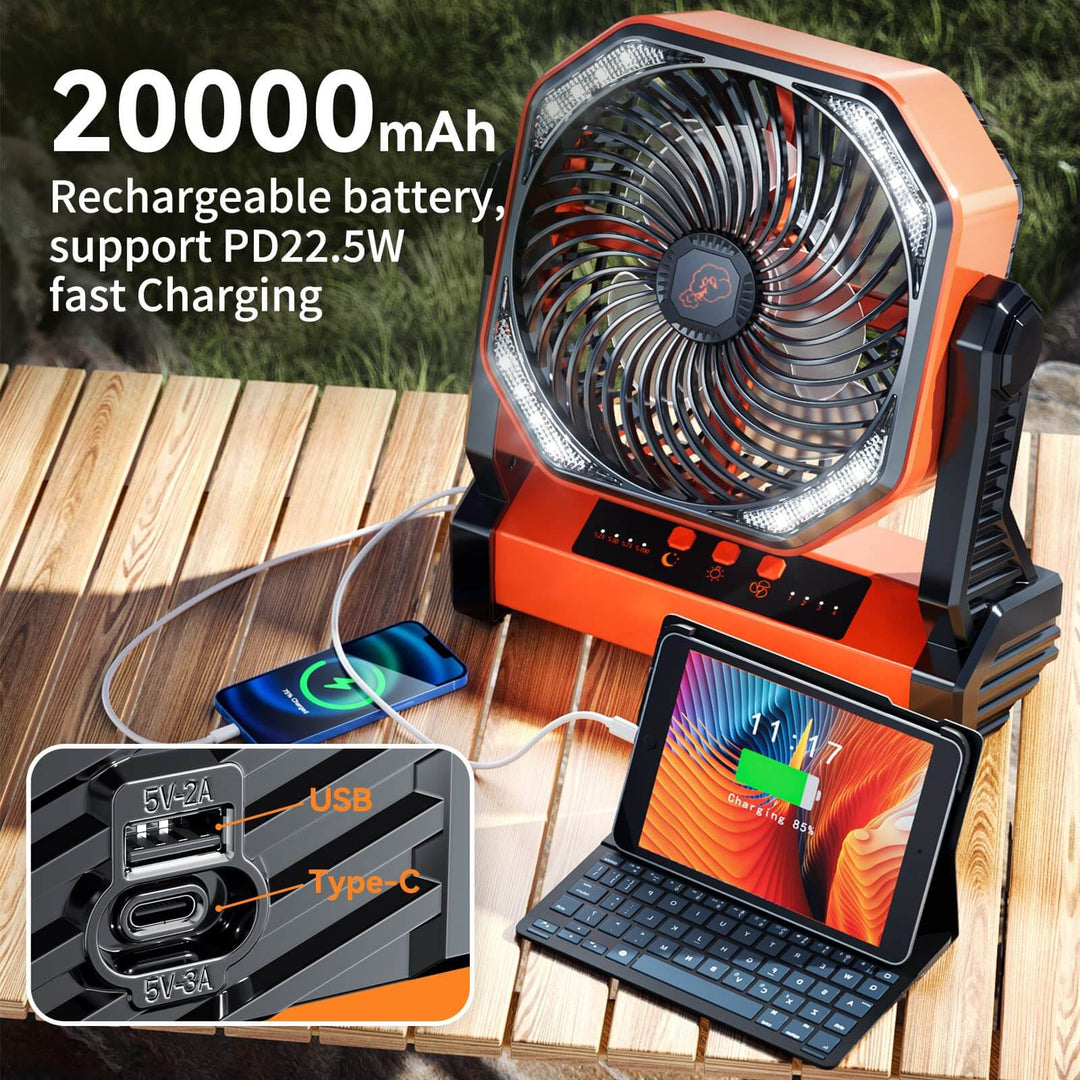 3 In 1 Cordless Camping Fan | Stornfield