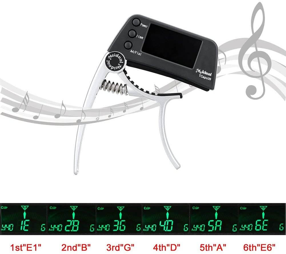 Capo & Tuner "TuneGrip" – 2-in-1 Guitar accessory with LCD screen | Stornfield