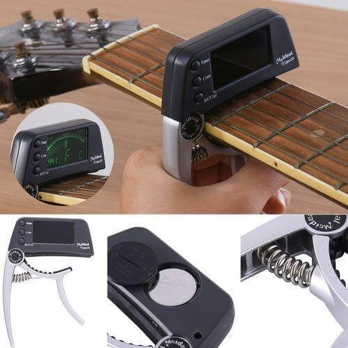 Capo & Tuner "TuneGrip" – 2-in-1 Guitar accessory with LCD screen | Stornfield