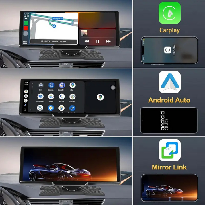 Stornfield | Wireless CarPlay Screen with Built-in 4K Dashcam & Optional Rear Camera – 10.26" IPS Display