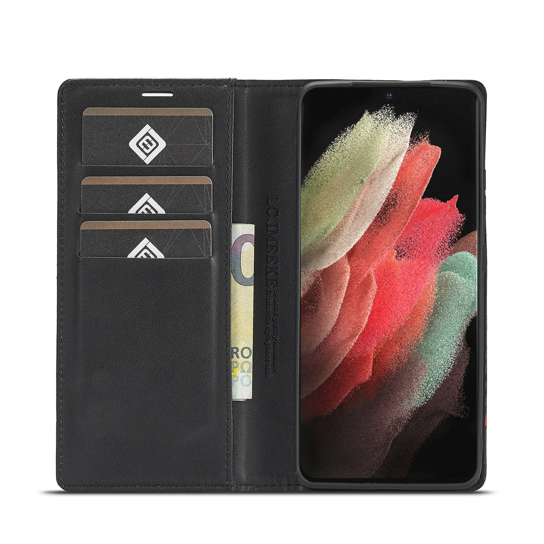 Stornfield | S23 Phone Case | Carbon Fiber Leather Card Holder with Magnetic Closure