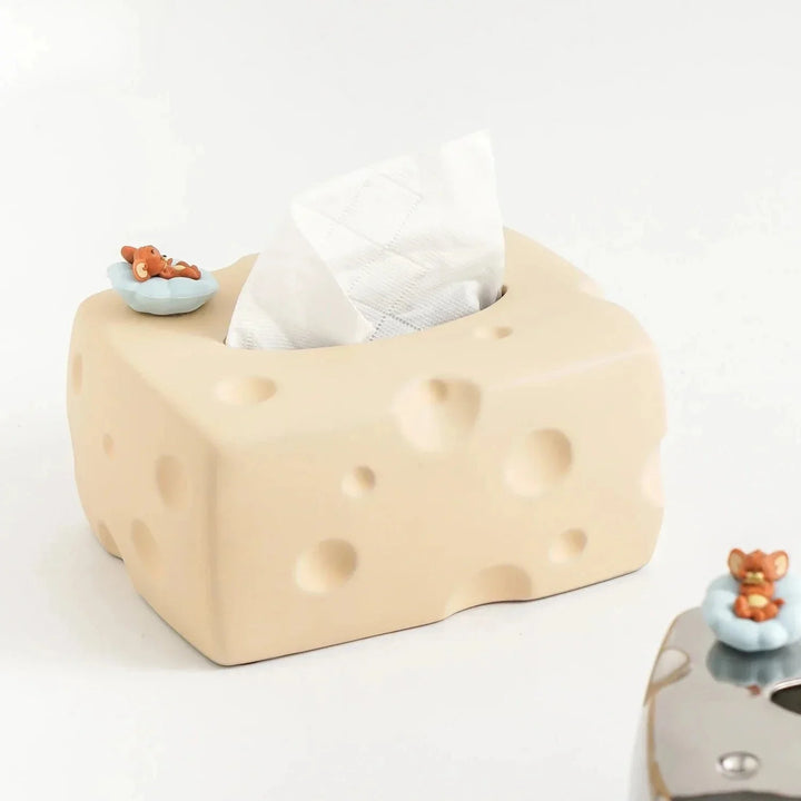 Cartoon Cheese Shape Ceramic Tissue Box - Modern Decor Accent | Stornfield