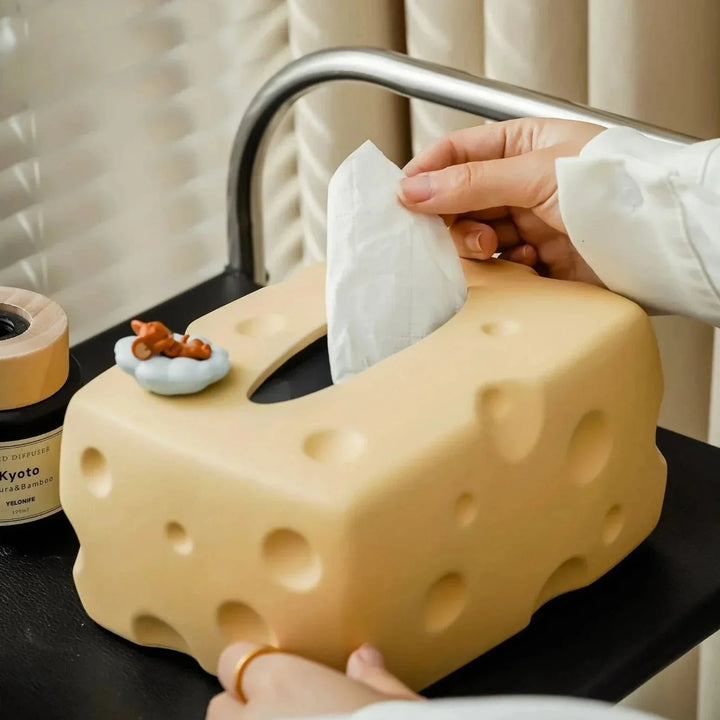 Cartoon Cheese Shape Ceramic Tissue Box - Modern Decor Accent | Stornfield