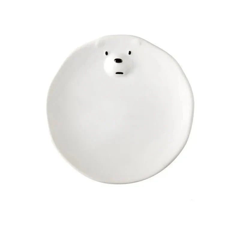 Cartoon Polar Bear Ceramic Plate and Bowl Set Eco-Friendly | Stornfield