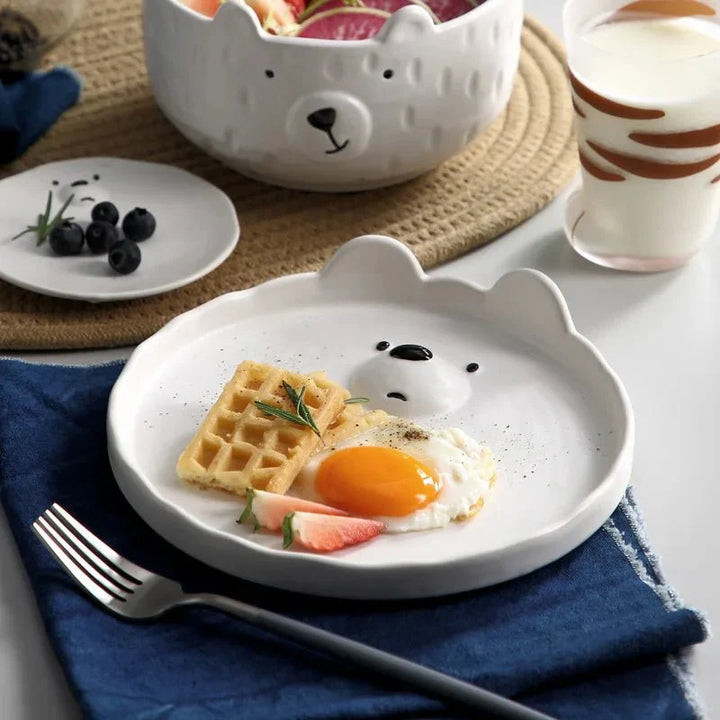 Cartoon Polar Bear Ceramic Plate and Bowl Set Eco-Friendly | Stornfield