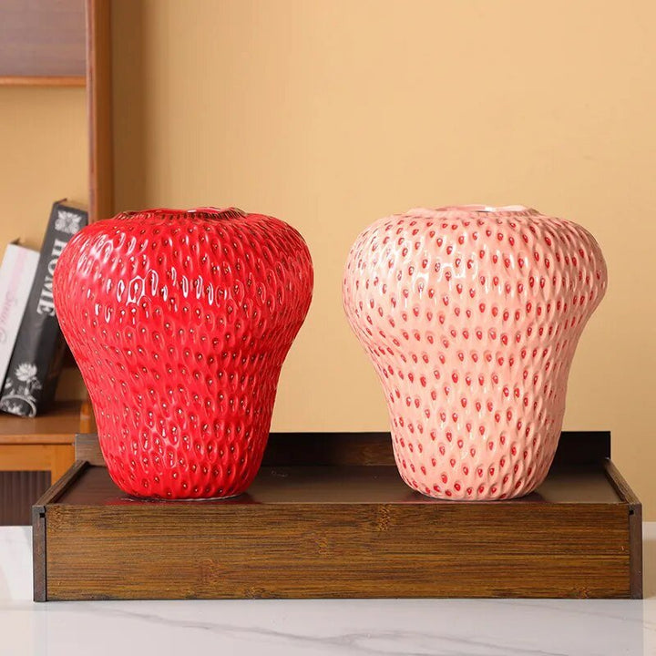 Cartoon Strawberry Ceramic Vase - Fun Modern Home Decor | Stornfield