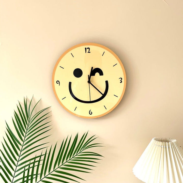 Stornfield | Yellow Smiling Cartoon Wall Clock
