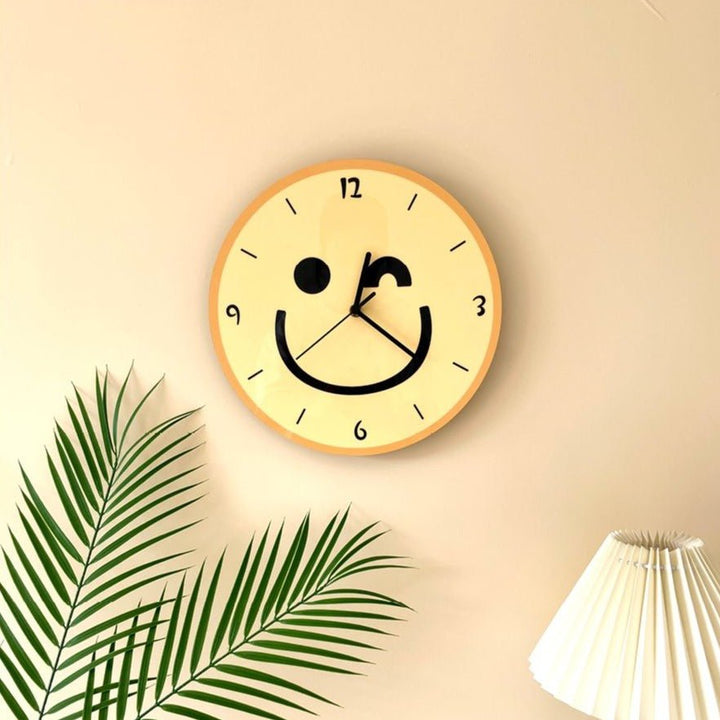 Stornfield | Yellow Smiling Cartoon Wall Clock