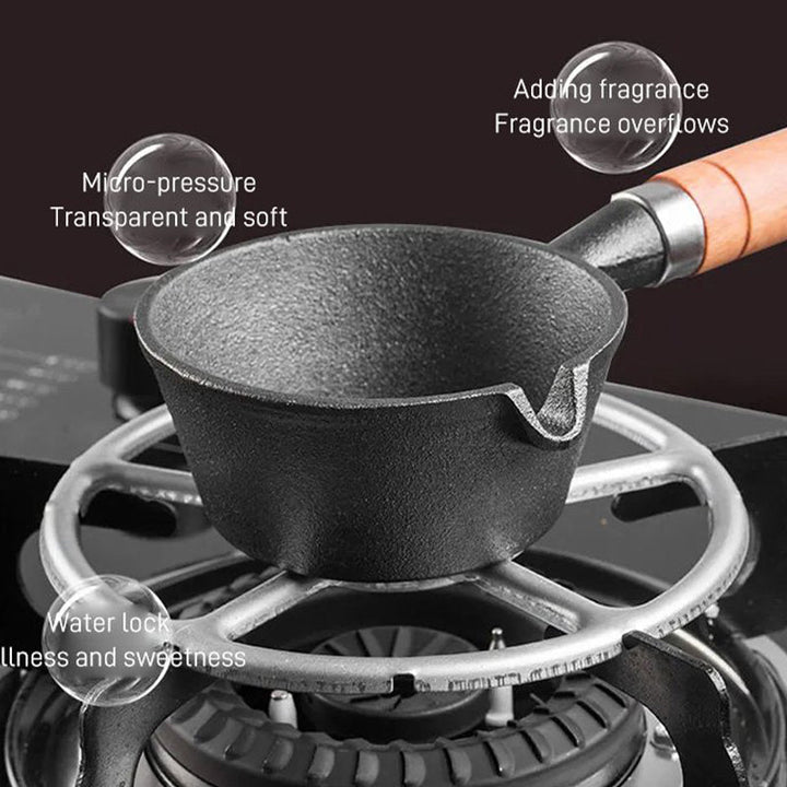 Cast Iron Nonstick Frying Flat Bottom Omelette Pan with Wooden Handle | Stornfield