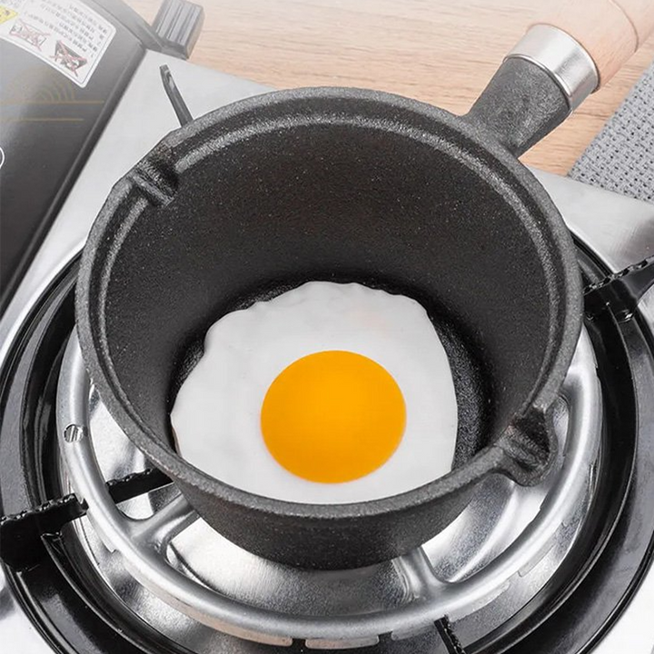Cast Iron Nonstick Frying Flat Bottom Omelette Pan with Wooden Handle | Stornfield