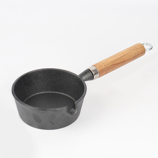 Cast Iron Nonstick Frying Flat Bottom Omelette Pan with Wooden Handle | Stornfield