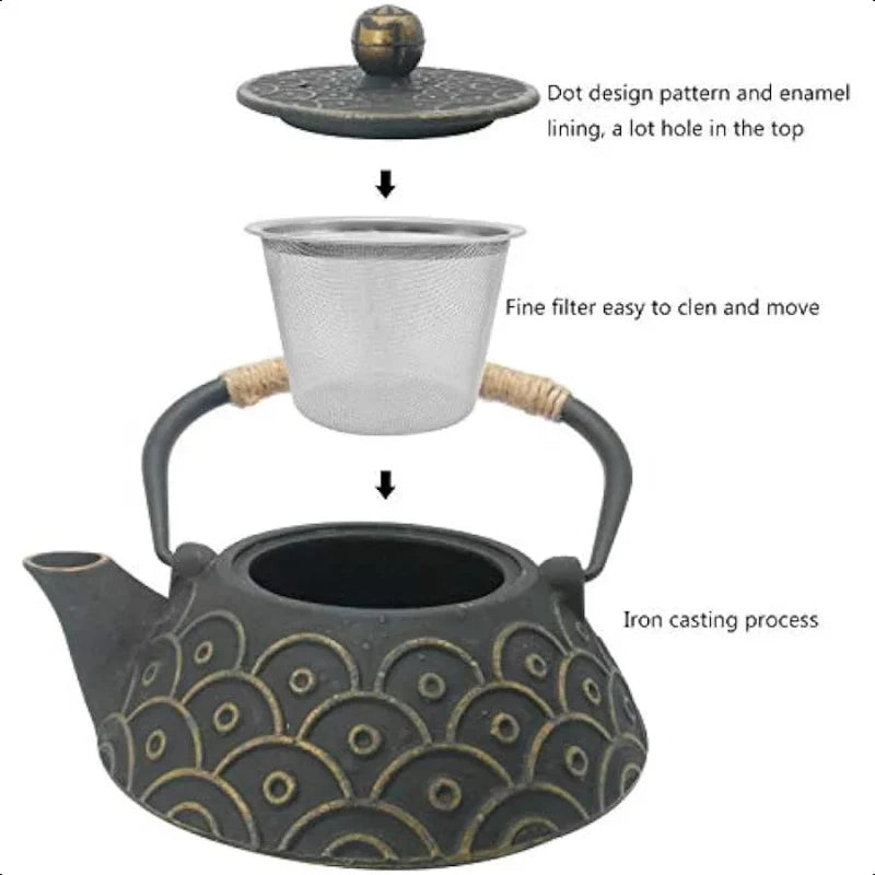 Cast Iron Teapot with Stainless Steel Infuser Loose Leaf Tea Kettle | Stornfield