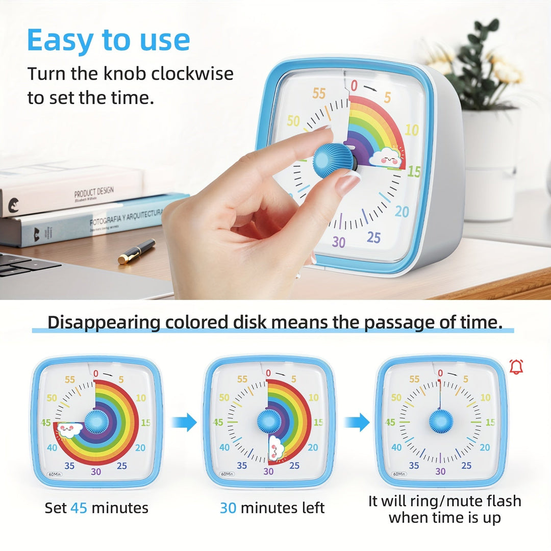 Rainbow Time Management Timer – Visual 60-Minute Countdown Timer for Study, Work, and Home | Stornfield