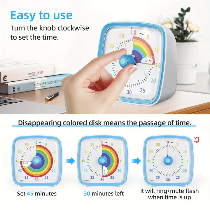 Rainbow Time Management Timer – Visual 60-Minute Countdown Timer for Study, Work, and Home | Stornfield