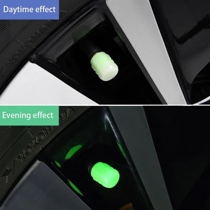 20-Pack Neon Green Glow Tire Valve Caps – No Battery Needed, Universal Fit Stornfield