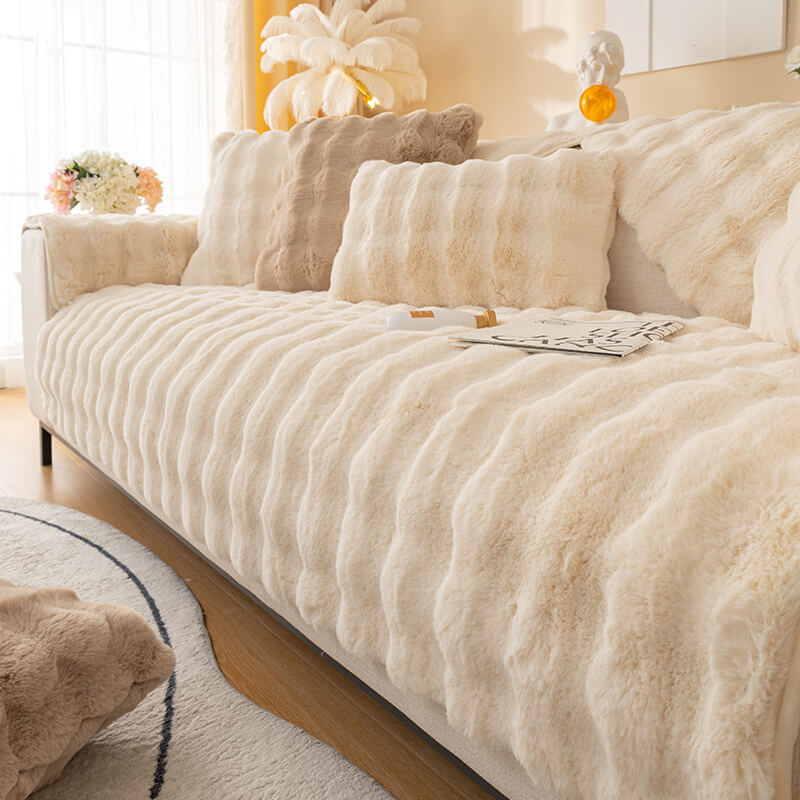 Ultra-soft rabbit plush sofa cushions for cozy elegance | Stornfield