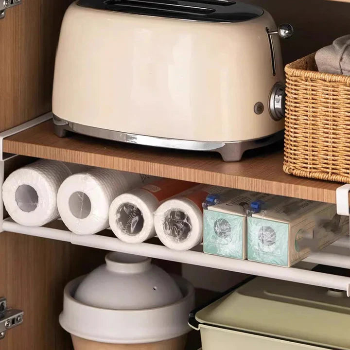 Under-shelf storage without drilling – adjustable 30–50 cm | Stornfield