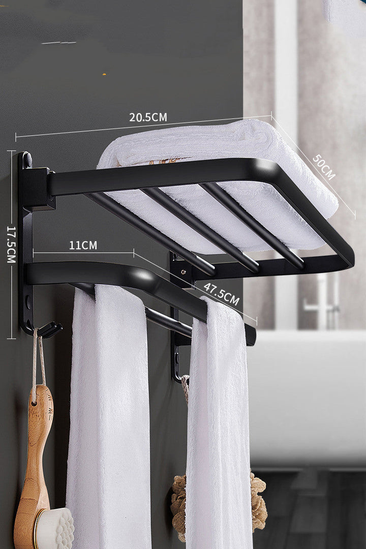Wall-mounted towel shelf, no drilling required. | Stornfield