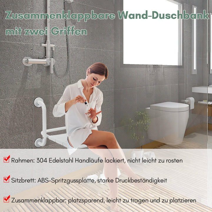 Foldable shower seat with armrests wall-mounted | Stornfield