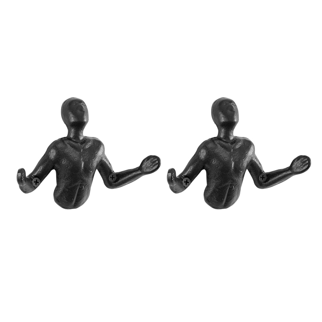 Stornfield | "Palms Up" Decorative Cast Iron Wall Hooks, Black (Set of 2)