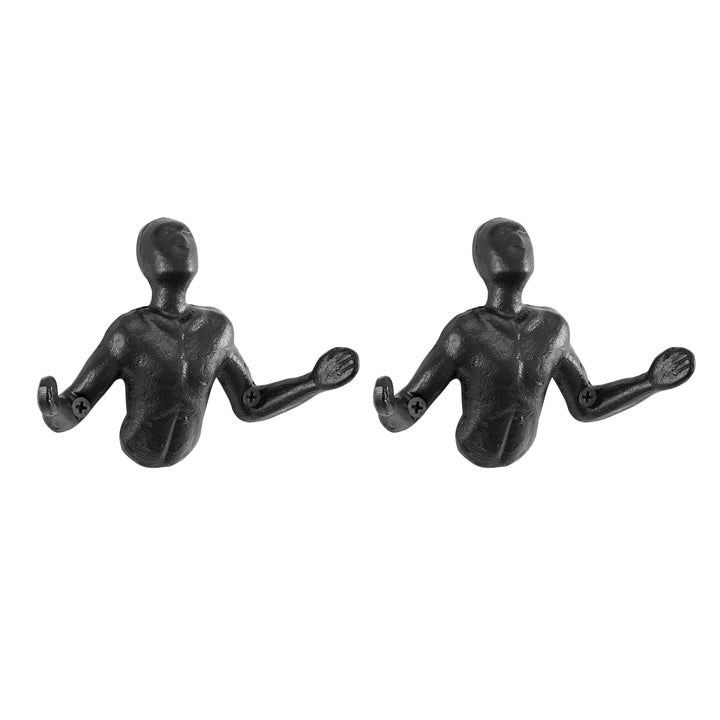 Stornfield | "Palms Up" Decorative Cast Iron Wall Hooks, Black (Set of 2)