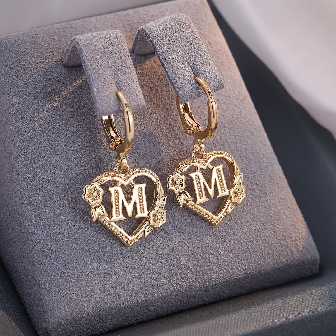 Stornfield | Dainty Initial Letter Heart Hoop Earrings