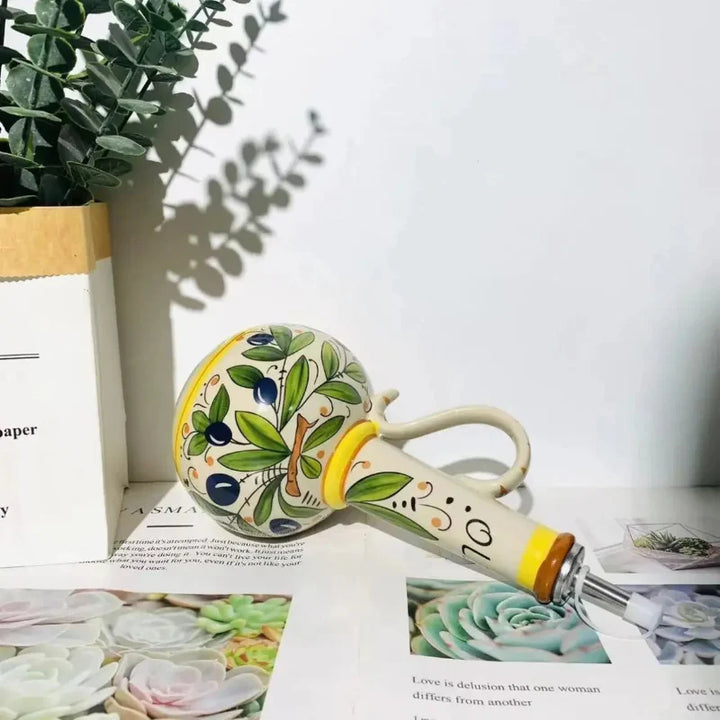 Ceramic Oil Bottle Kitchen Seasoning Dispenser with Drip-Free Spout | Stornfield