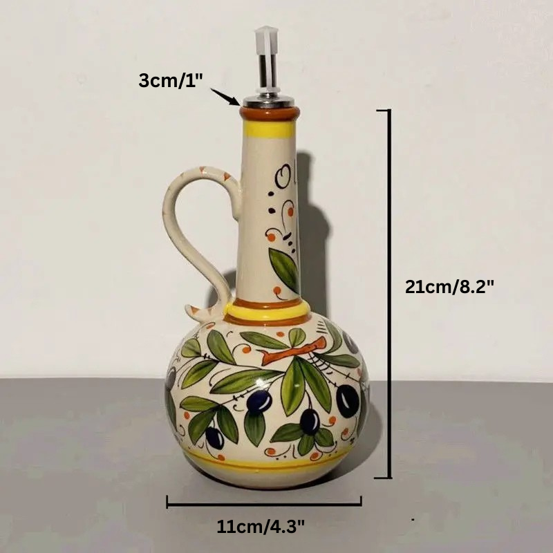 Ceramic Oil Bottle Kitchen Seasoning Dispenser with Drip-Free Spout | Stornfield