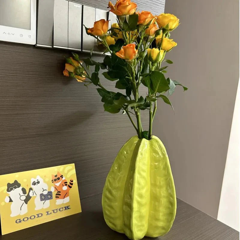 Ceramic Star Fruit Flower Vase Unique Decorative Pot | Stornfield
