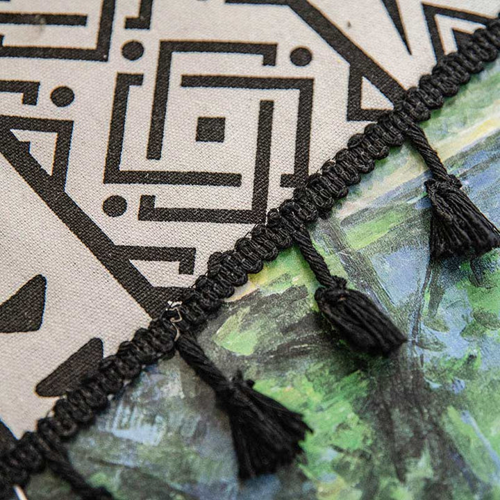 Geometric Tassel Curtain Semi Blackout Drapes in Cotton Blend | Stornfield