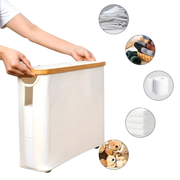 Large toilet paper holder with lid – space-saving & foldaStornfielde | wooden frame for bathroom & toilet | Stornfield