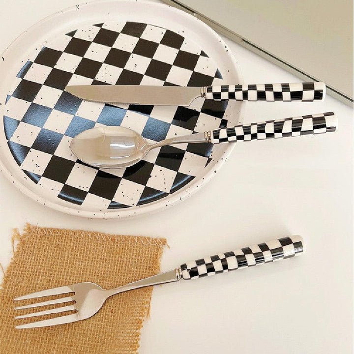 Stornfield | RetroChef – Elegant Stainless Steel Cutlery with Checkerboard Pattern