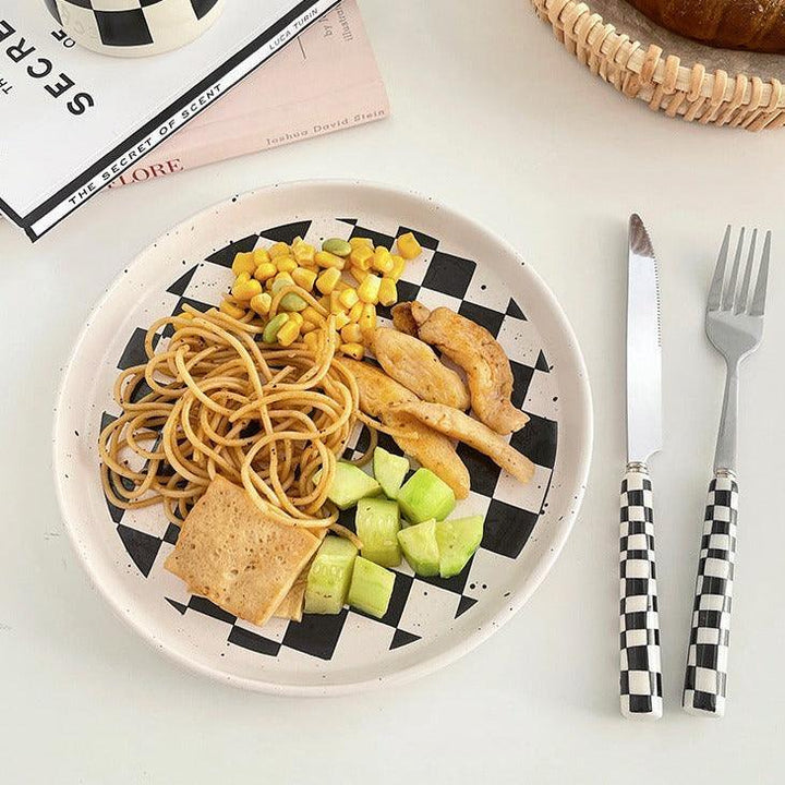 Stornfield | RetroChef – Elegant Stainless Steel Cutlery with Checkerboard Pattern