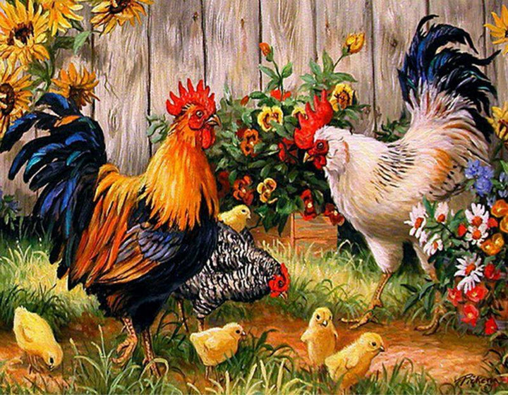 Chickens in the Garden - GemPaint Kit | Stornfield