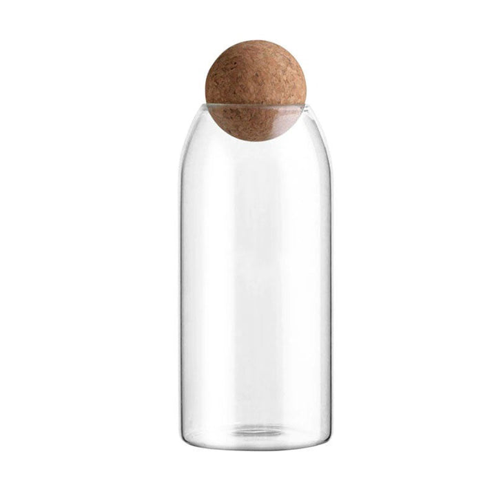 Clear Glass Bottle Kitchen Storage Jar with Cork Ball Airtight Lid | Stornfield