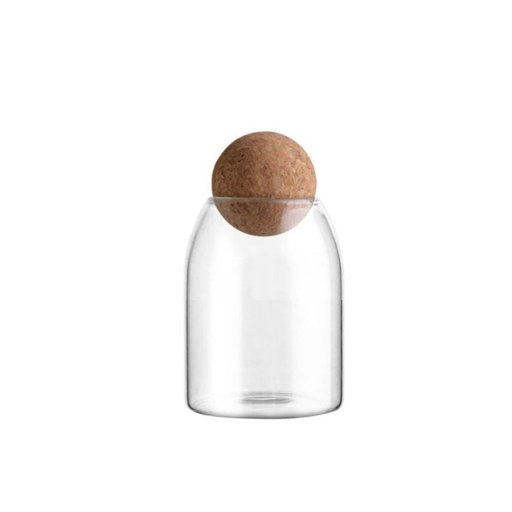 Clear Glass Bottle Kitchen Storage Jar with Cork Ball Airtight Lid | Stornfield