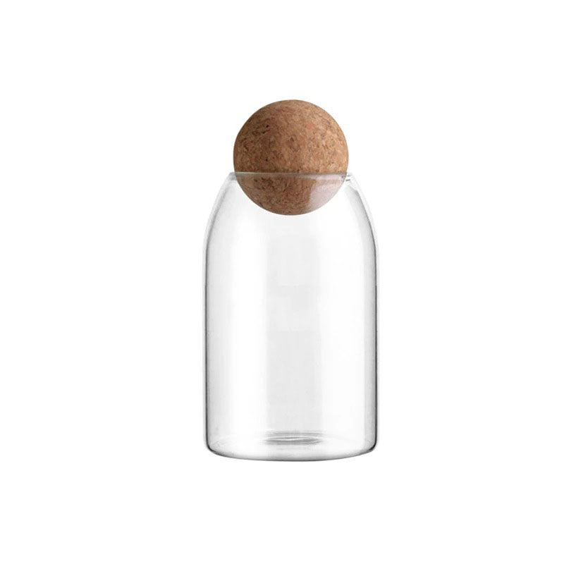 Clear Glass Bottle Kitchen Storage Jar with Cork Ball Airtight Lid | Stornfield