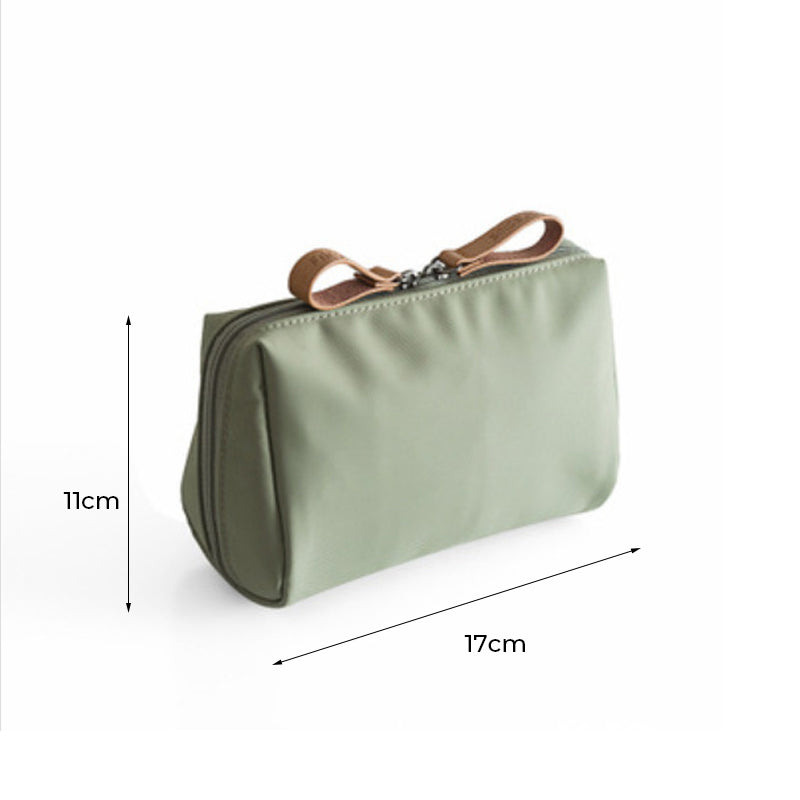 Solid color cosmetic bag with double zipper | Stornfield
