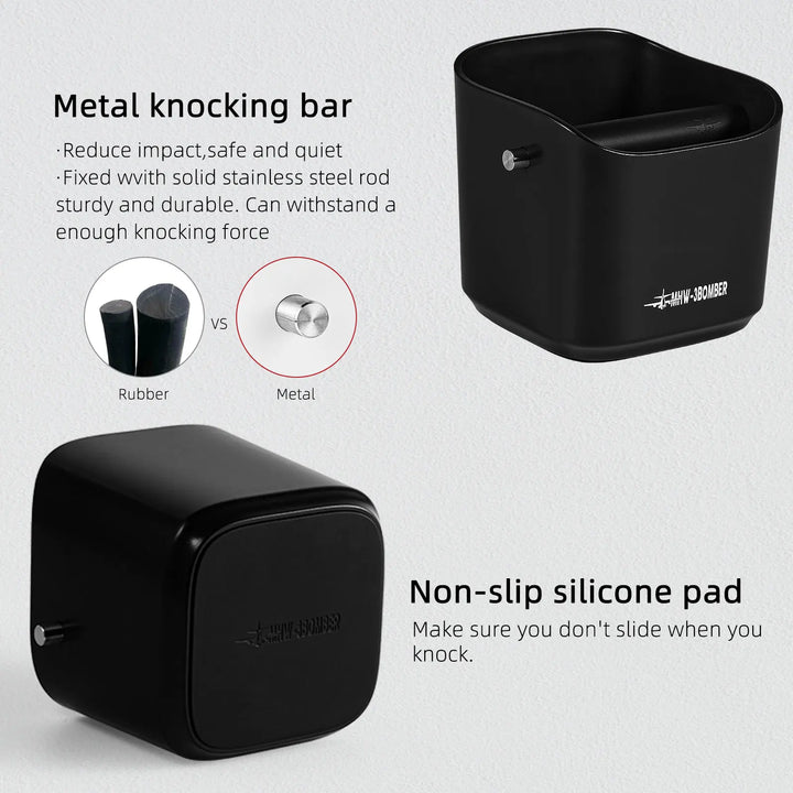 Coffee Grounds Knock Box Square Removable Knock Bar and Non-Slip Base | Stornfield